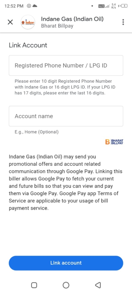 Link Gas Connection Account