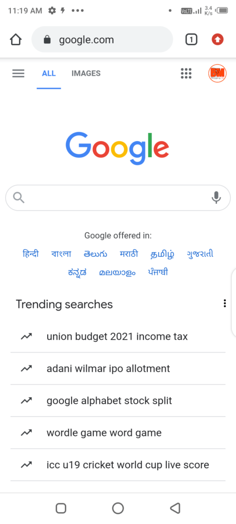 Open Google in Mobile