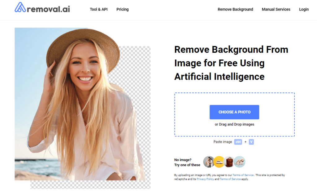 Removal.ai background Changer Website