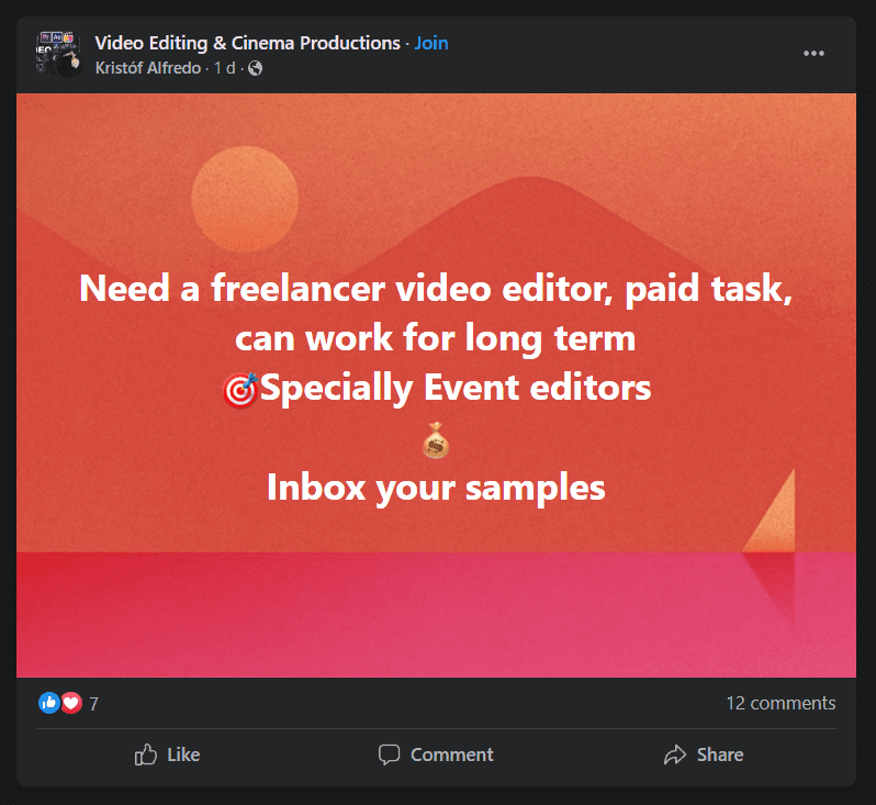 Video Editing Facebook Works